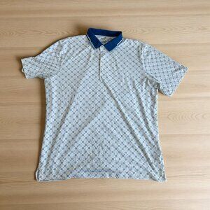 PUMA Men's Blue White Patterned Golf Tech Polo Shirt Size XL